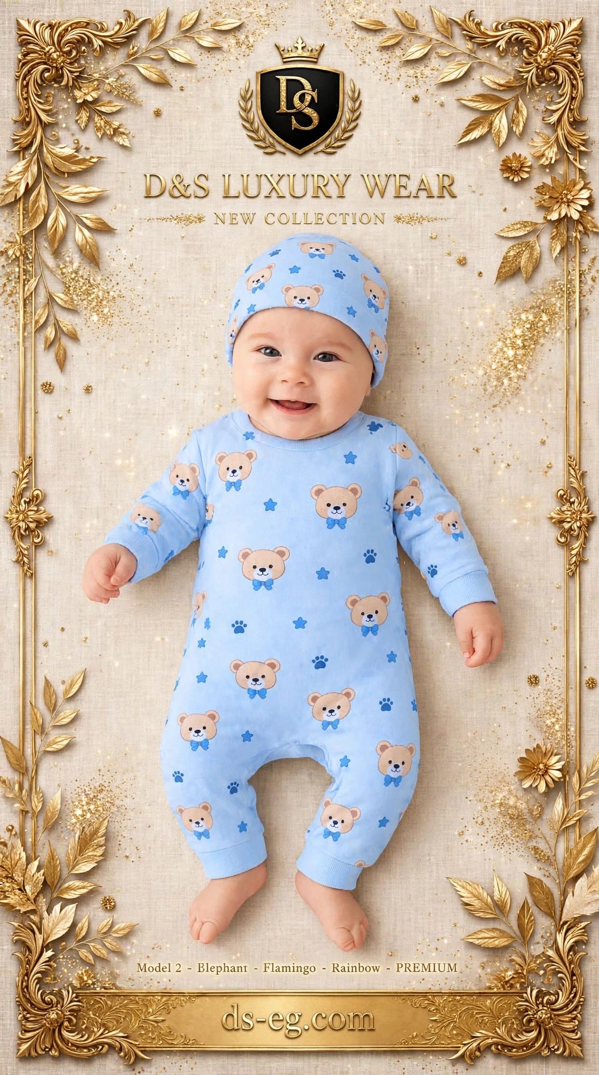 Model 6 - Blue Teddy Bear Romper